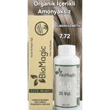 BIOMAGIC 7.72 Küllü Orta Kumral Organik İçerikli Amonyaksız Kalıcı Kokusuz Saç Boyası +Oksidan