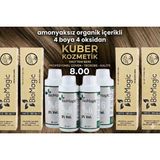 Biomagic 8.00 Açık Kumral Organik Içerikli Amonyaksız Kalıcı Saç Boyası 4boya +4oksidan
