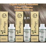 Biomagic 8.11 Yoğun Küllü Açık Kumral Organik Içerikli Amonyaksız Kalıcı Saç Boyası 3boya+3oksidan