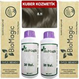 Biomagic 8.11 Yoğun Küllü Açık Kumral Organik Içerikli Amonyaksız Kalıcı Saç Boyası Boya + Oksidan