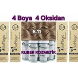 BioMagic 8.11 Yoğun Küllü Açık Kumral Organik İçerikli Amonyaksız Kalıcı Saç Boyası n 4 Boya + 4 Oksidan