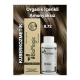 Biomagic 8.72 Açık Küllü Kumral Organik Içerikli Amonyaksız Kalıcı Kokusuz Saç Boyası +Oksidan