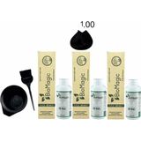 BioMagic Amonyaksız Keratin+Argan Yağlı Organik Krem Saç Boyası 60 ml 1.00 Siyah x 3 +90 ml Oksidan+ Boyama Seti