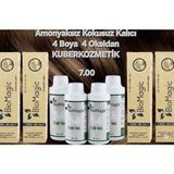 BioMagic Biomagi 7.00 Orta Kumral Organik Içerikli Amonyaksız Kalıcı Kokusuz Saç Boyası 4boya 4oksidan