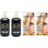 BioMagic Jean's Color Mor Violet Saç Boyası 250 ml + Mavi 250 Ml+ Bianna Açıcı 2 Paket
