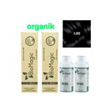 BIOMAGIC Organik Saç Boyası 1.00 Siyah Organik Amonyaksız Saç Boyası 2 Boya+2 Oksidan