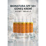 Bionatura Spf 50+ Güneş Kremi 100 ml Propolis ve E Vitamini Içerikli Yüksek Korumalı Güneş Kremi 5'li Set - 5LİGÜNEŞKREMİSETİ