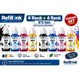 Bionet Teknik Epson L210 Uyumlu 664 Muadil 4 Renk Mürekkep Seti 2'li Paket - Siyah - Kırmızı - Mavi - Sarı