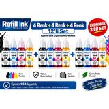 Bionet Teknik Epson L210 Uyumlu 664 Muadil 4 Renk Mürekkep Seti 3'lü Paket - Siyah - Kırmızı - Mavi - Sarı