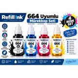 Bionet Teknik Epson L210 Uyumlu 664 Muadil 4 Renk Mürekkep Seti (Bk/c/m/y) - Siyah - Kırmızı - Mavi - Sarı