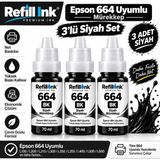 Bionet Teknik Epson L210 Uyumlu 664 Muadil Siyah Mürekkep 3'lü Paket