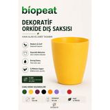 BioPeat 12 Pot Dekoratif Sarı Orkide Saksısı | Modern Tasarımlı İç Mekan Bitki Saksısı | Dayanıklı ve Hafif Saksı
