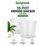 BioPeat 15 Pot Orkide Saksısı Şeffaf (2’li Set) Drenaj Delikli Plastik Saksı