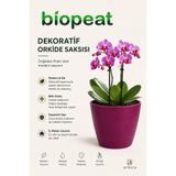 BioPeat Dekoratif Orkide Saksısı 12’lik Üretim Saksısına Uyumlu Modern Saksı Mor Renk