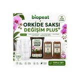 biopeat Orkide Toprağı Saksı Değişim Seti 3 L Harç 3 Şeffaf Saksı Kil Bilyesi Cocohusk Orkide Besini
