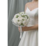 Bioren Tüllü Şakayık Gelin Çiçeği Gelin Buketi ve Damat Yaka Çiçeği Seti