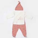 Biorganic Waffle Deer And Bird 3'lü Bebek Takımı 58034 - Gül Kurusu - 3 - 6 Ay
