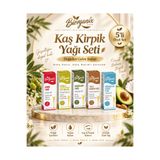 BiorganixLife Kaş Kirpik Yağı Seti (Hint,Ozon,Avokado,Tatlı Badem,Hindistan Cevizi) 20 ML 5'Lİ Set Damlalıklı
