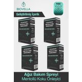 BİOVELLA 4'lü Ağız Kokusu Giderici Nefes Tazeleyici Nane Özlü Ağız Bakım Sprey Doğal Formülasyon 30 ml