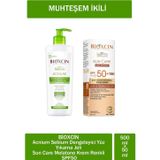 Bioxcin Acnium Sebium Dengeleyici Yuz Yikama Jeli 500 Ml + Bioxcin Sun Care Melatone Krem Renkli Spf50 50 Ml