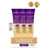 Bioxcin Collagen & Biotin Ekstra Hacim Saç Kremi 3X250 ml - Kolajen Biotin Ince Seyrek Saçlar