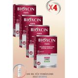 Bioxcin Forte Saç Dökülmesine Karşı Bitkisel Şampuan 300 ml, 4 Kutu + 100 ml Yüz Temizleme Jeli Hediye