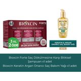 Bioxcin Forte Şampuan 300 ml 3 Al 2 Öde+Bioxcin Keratin & Argan Onarıcı Saç Bakım Yağı 150 ml