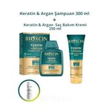 Bioxcin Keratin & Argan Onarıcı Şampuan 300 ml + Saç Bakım Kremi 250 ml Set