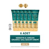 Bioxcin Keratin ve Argan Onarıcı Saç Bakım Kremi 250 ml x 6 Adet
