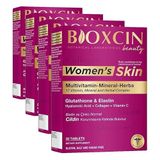 Bioxcin Women's Skin Tablet – Kolajen, Biotin, Glutatyon, Hyaluronik Asit ve Vitamin C İçeren Kadınlara Özel Cilt, Saç ve Tırnak Takviyesi – 30 Tablet (4 paketi)