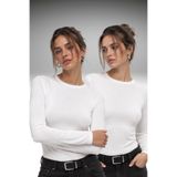 Bipantolon Kadın 2'li Beyaz Bisiklet Yaka Body