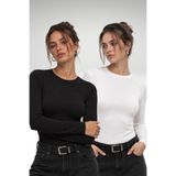 Bipantolon Kadın 2'li Siyah Beyaz Bisiklet Yaka Body