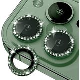 Bipower Binano Iphone 13/13 Mini Taşlı Yeşil Kamera Koruyucu