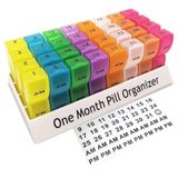 Bir aylık hap düzenleyici, günde 2 kez, CAidRE aylık hap düzenleyici, AM/PM, vitaminler, balık yağı, takviye, 31 günlük hap kutusu düzenleyici, 31 günlük hap kutusu, 1 adet hap kesici