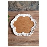Bir Buket Sanat Sanat Ve Hobi Atölyeleri Ev Sanatı HAM AHŞAP POLYESTER SUNUMLUK TEPSİ PAPATYA DESENLİ 29 x 29 cm