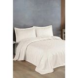 Bir Home Estila Jakarlı Şönil Çift Kişilik Yatak Örtüsü Krem Geometrik Desenli Solmaya Dayanıklı - Ekru - 240 x 250 cm