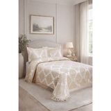 Bir Home Floransa Jakarlı Fransız Dantelli Modern Çift Kişilik Yatak Örtüsü Takımı 240X250CM - Bej - 240 x 250 cm
