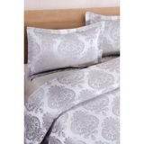 Bir Home Floransa Jakarlı Fransız Dantelli Modern Çift Kişilik Yatak Örtüsü Takımı 240X250CM - Gri - 240 x 250 cm