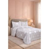 Bir Home Likya Jakarlı Fransız Dantelli Modern Çift Kişilik Yatak Örtüsü Takımı 240X250CM - Gri - 240 x 250 cm
