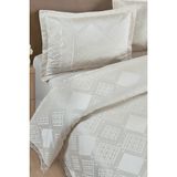 Bir Home Likya Jakarlı Fransız Dantelli Modern Çift Kişilik Yatak Örtüsü Takımı 240X250CM - Krem - 240 x 250 cm