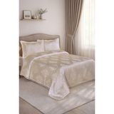 Bir Home Loretta Jakarlı Fransız Güpürlü Modern Çift Kişilik Yatak Örtüsü Takımı 240X250CM - Bej - 240 x 250 cm
