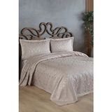 Bir Home Sierra Jakarlı Çift Kişilik Yatak Örtüsü Bej Çiçekli Pamuk Polyester Orta Kalınlık - 240 x 250 cm