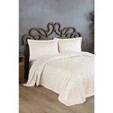 Bir Home Sierra Jakarlı Çift Kişilik Yatak Örtüsü Krem Çiçekli Pamuk Polyester Solmaya Dayanıklı - Ekru - 240 x 250 cm