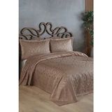 Bir Home Sierra Jakarlı Şönil Çift Kişilik Yatak Örtüsü Koyu Kahve Çiçekli Desenli Pamuk Polyester - Kahverengi - 240 x 250 cm
