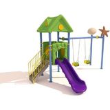 Bir Kaydıraklı 2 Salıncaklı - Deniz Yıldızı Figürlü Çocuk Oyun Parkı Modeli - Renkli