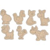 Bir Lazer Ahşap 7 Li Set Hayvanlar Boyama Eğitici Montessori Çocuk Gelişim Oyuncağı - Ahşap Desenli