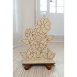 Bir Lazer Papatya Çiçeği Boyama Aktivite Sanat Okul Öncesi Anaokulu Kreş Etkinlik 13X12 cm 10 Adet - Ham Ahşap