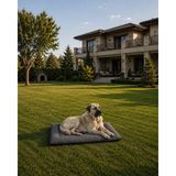 Bir Pati İzi Kedi ve Köpek Yer Minderi Outdoor Su Geçirmez Üst Kalite Tüy ve Leke Tutmaz %100 Boncuk Elyaf Kaydırmaz Taban Kedi ve Köpek Yatağı - Koyu Gri