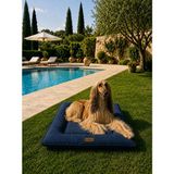 Bir Pati İzi Kedi ve Köpek Yer Minderi Outdoor Su Geçirmez Üst Kalite Tüy ve Leke Tutmaz %100 Boncuk Elyaf Kaydırmaz Taban Kedi ve Köpek Yatağı - Lacivert
