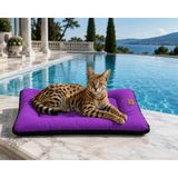 Bir Pati İzi Kedi ve Köpek Yer Minderi Outdoor Su Geçirmez Üst Kalite Tüy ve Leke Tutmaz %100 Boncuk Elyaf Kaydırmaz Taban Kedi ve Köpek Yatağı - Mor